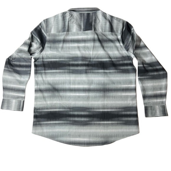 NWT Alfani Long Sleeve Button Up Sound Wave Dress Shirt XL Black Grey White - Picture 2 of 8